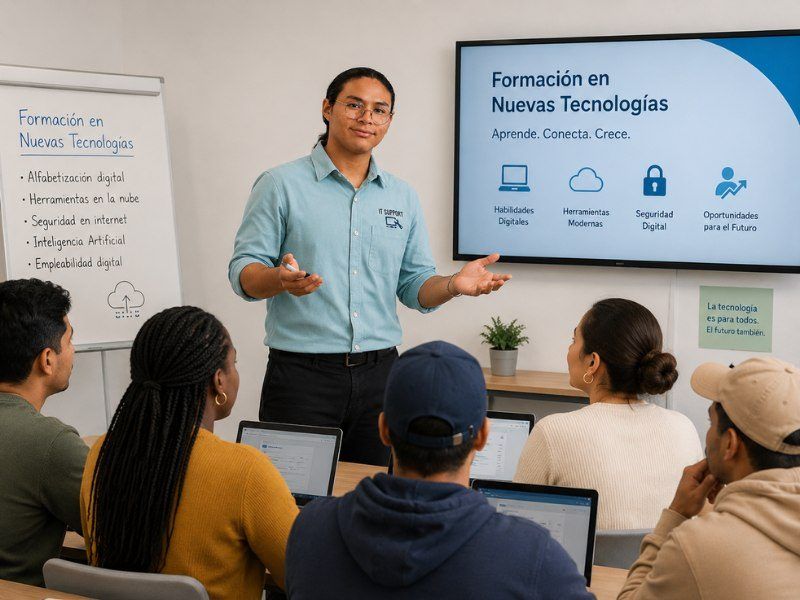 Taller de formación digital impartido por un voluntario de Ubuntu Canarias
